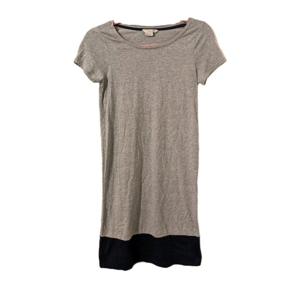 Boden US 2 Solid Grey Short Sleeve Dress Navy Casual
